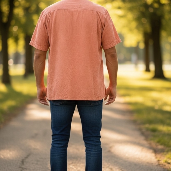Tommy Bahama Mens Hawaiian Shirt XL Salmon 100% Silk Short Sleeve Casual - Picture 3 of 9